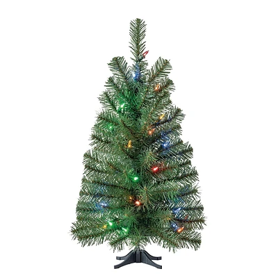 Holiday Time Arbre de Noël artificiel Épinette Complet Régulier Noble Pré-Éclairé de 24 po (60,96 cm) - Vert