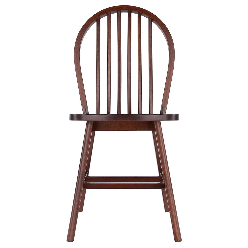 Windsor 2pc Chair Set Walnut Finish
