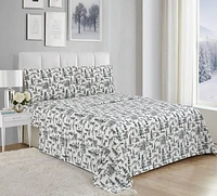 Snow Cap 4 Piece Cotton Flannel Sheet Set