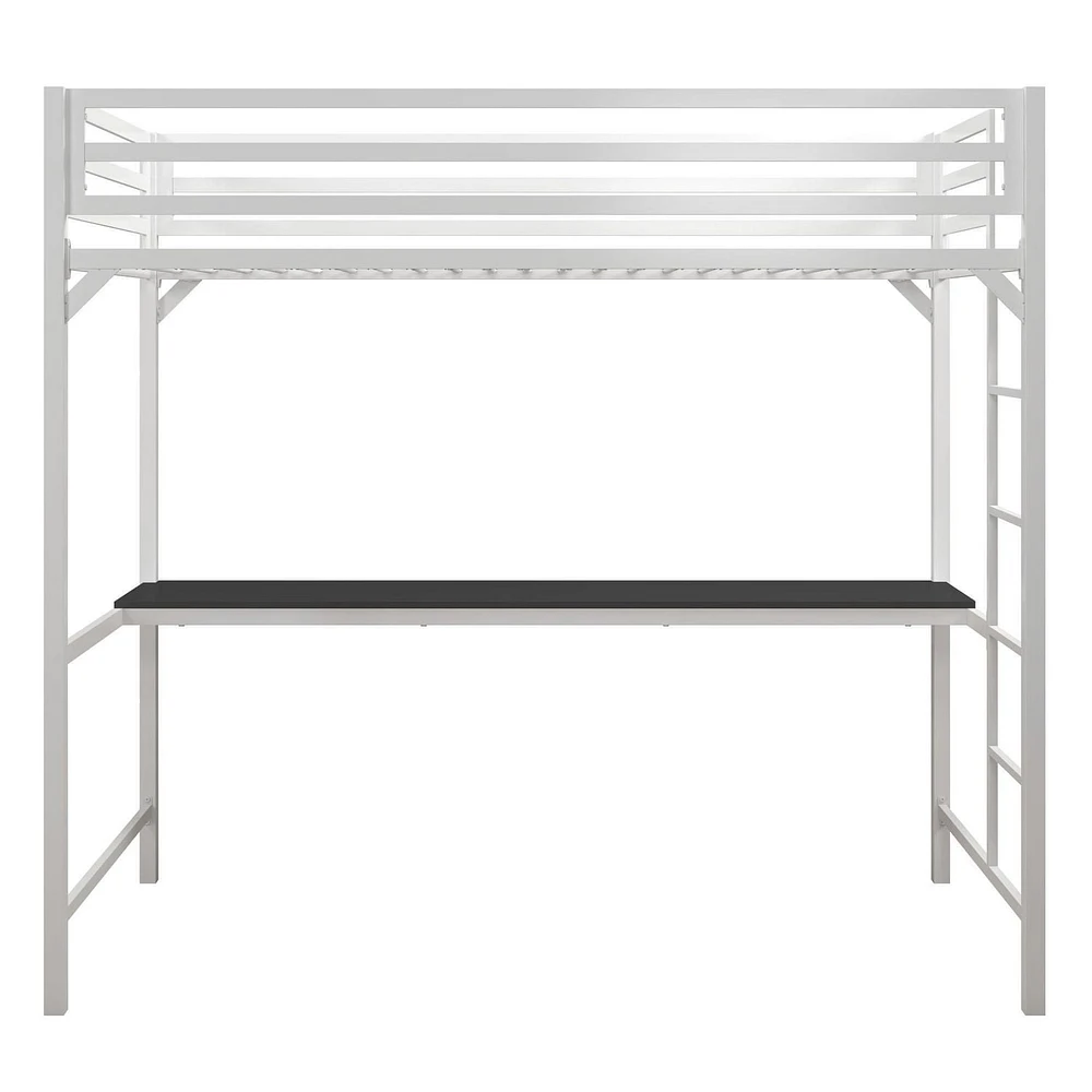 Lit mezzanine une place en métal Miles avec bureau
