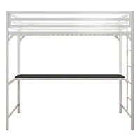 Lit mezzanine une place en métal Miles avec bureau