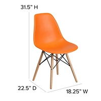 Elon Series Black Plastic Chair with Wooden Legs