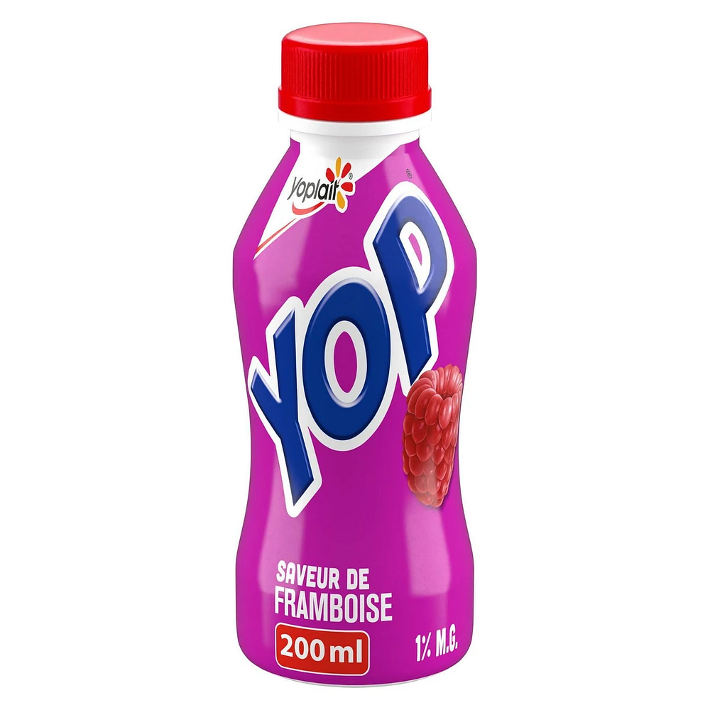 Yoplait Yop 1% Drinkable Yogurt, Raspberry, Yogurt Drink, 200 mL, 200 mL