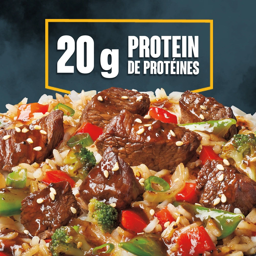 Steak De Bœuf Teriyaki Sucré Et Salé Sur Riz Surgelé, Boîte Steak De Bœuf Teriyaki Sucré Et Salé Sur Riz Surgelé, Boîte