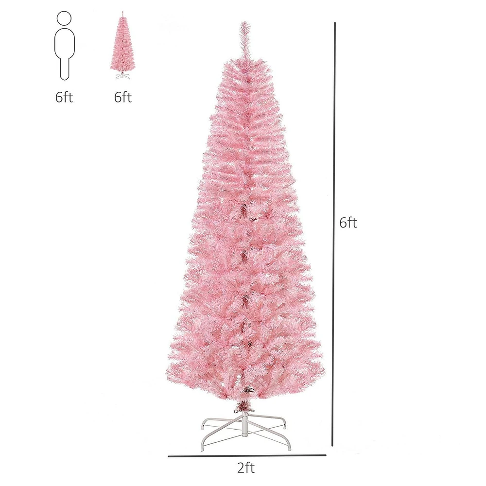 HOMCOM Arbre de Noël artificiel de 1,8 m avec ouverture automatique pour fête à la maison, rose