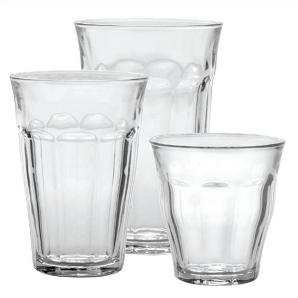 Ens. de verres trempées Picardie de Duralex de 18 pièces transparents
