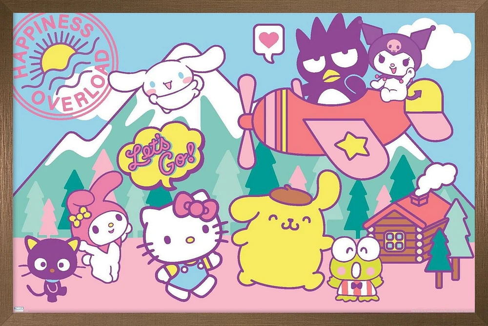 Hello Kitty and Friends - Happiness Overload Wall Poster, 14.725" x 22.375" Framed