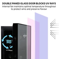Koolatron 12 Bottle Dual Zone Wine Cooler Freestanding, Wine Fridge, Double Paned Tempered Glass Door for Reds, Whites, Rose and Sparkling Wine