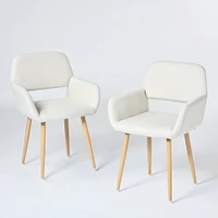 Ensemble de 2 chaises d'appoint Homy Casa, confortables et rembourrées avec accoudoirs, design moderne, tissu beige