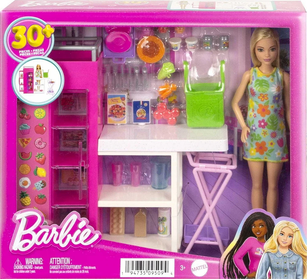 Barbie Coffret de jeu et poupée – Garde-manger suprême, 30 éléments