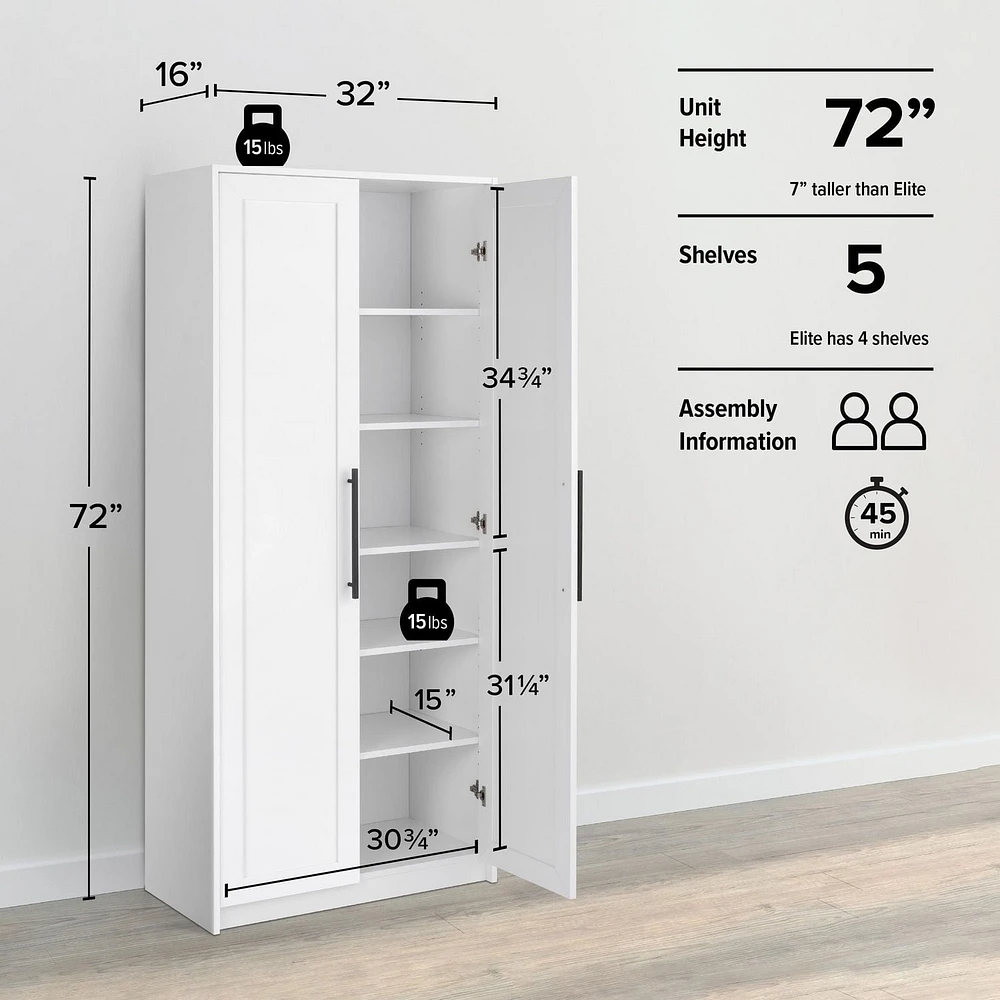 Prepac Elite Premium White Storage Cabinet