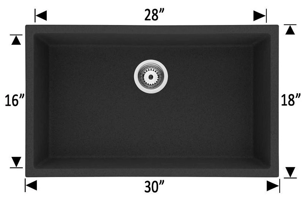 American Imaginations AI- pouces Évier de cuisine composé de granit noir approuvé par CSA W avec finition composée de granit et calibre 16