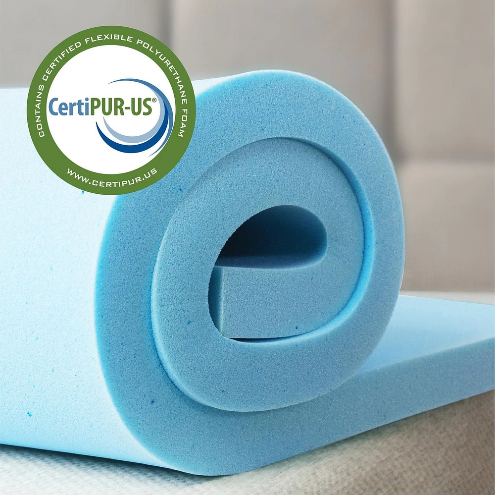 Zinus Spa Sensations 2 Inch Cooling Gel Memory Foam Mattress Topper, Twin, Full, Queen, King