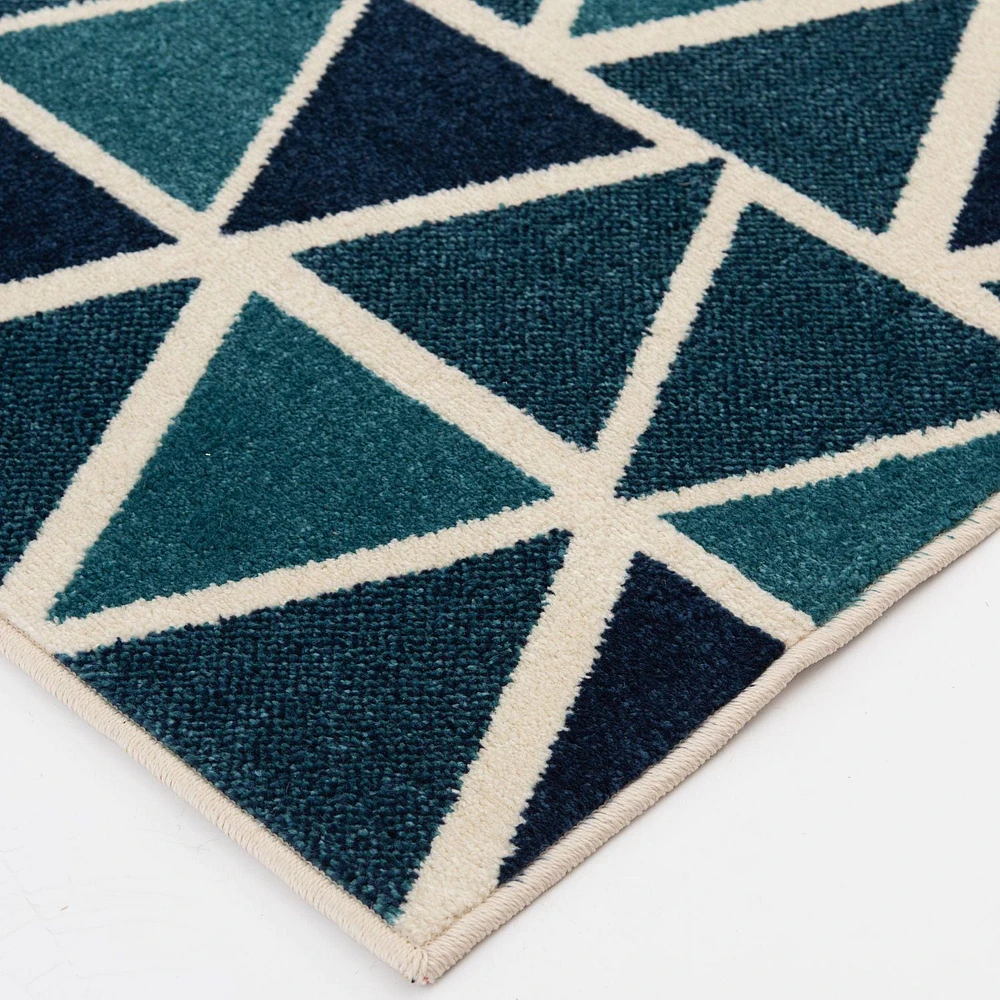 Tapis tissé crème et bleu turquoise Tropiana
