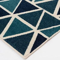 Tapis tissé crème et bleu turquoise Tropiana