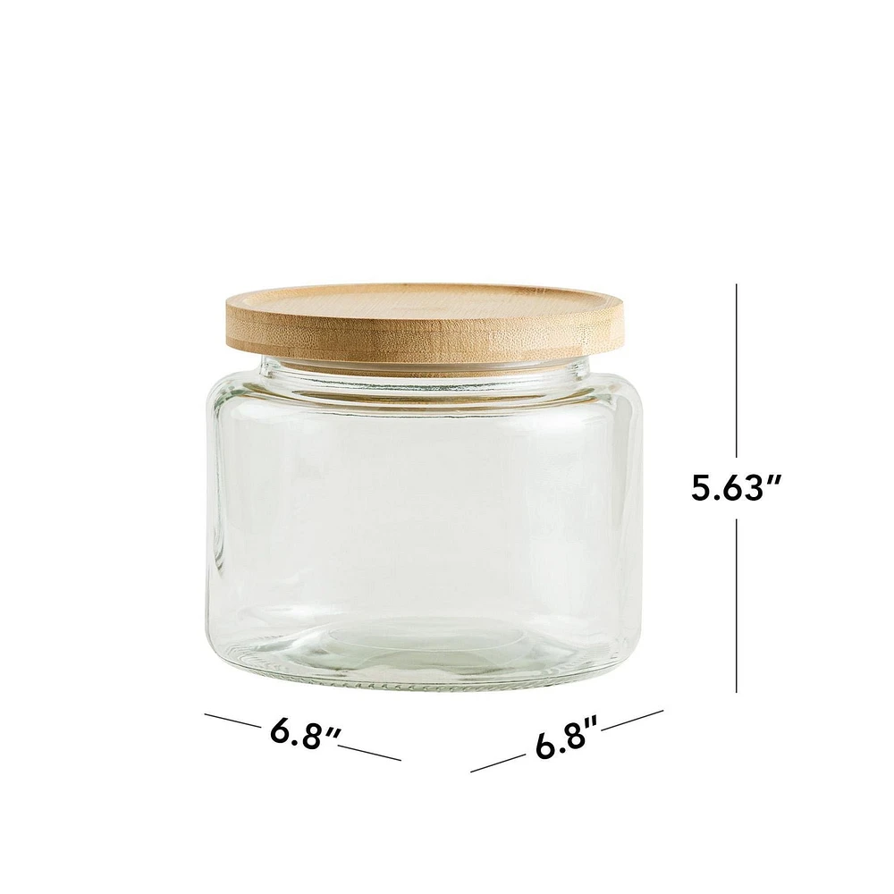Mainstays Kitchen Storage Glass Jar 2L  glass jar with bamboo lid, Food grade sealing ring 8.5cups/2L