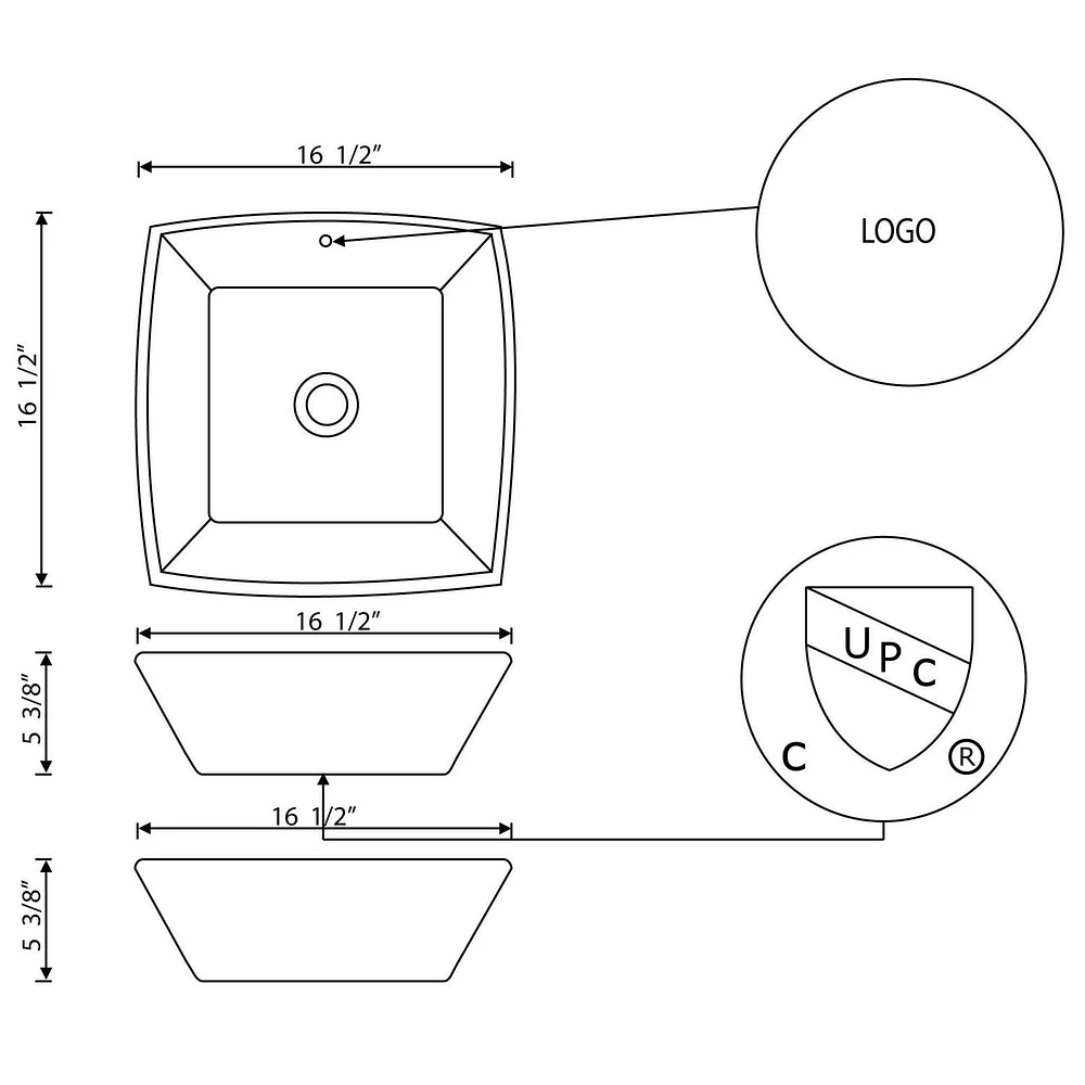 American Imaginations -in. W Above Counter Bathroom Vessel Sink For Wall Mount Wall Mount Drilling AI