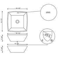 American Imaginations -in. W Above Counter Bathroom Vessel Sink For Wall Mount Wall Mount Drilling AI