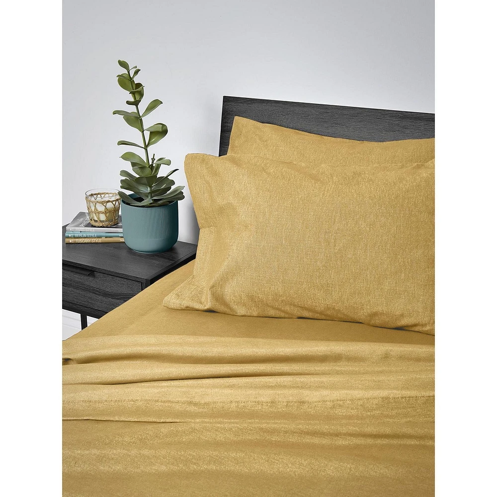 Safdie & Co. Literie Ultra Doux Ensemble de Draps Chinés 3PC Lit Simple Moutarde