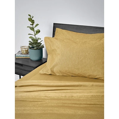 Safdie & Co. Literie Ultra Doux Ensemble de Draps Chinés 3PC Lit Simple Moutarde