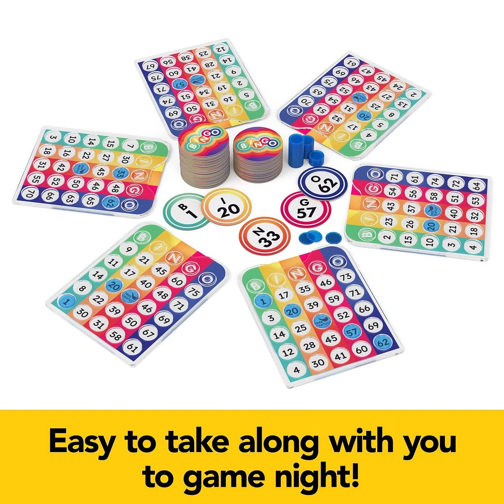 Pack & Go Bingo Game from Spin Master Games Outdoor Games Kids Games Yard Games Portable Rainbow Bingo Chips Games for Adults and Kids Ages 8 and up