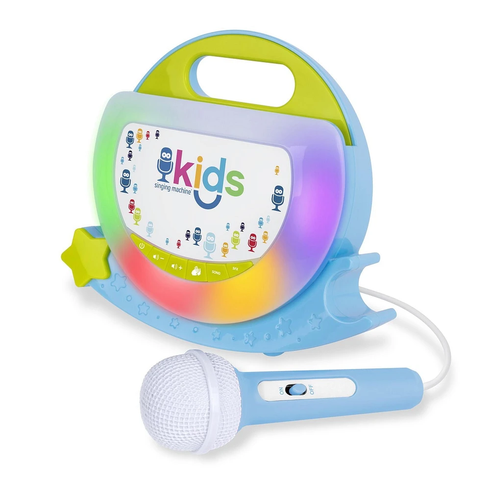 Singing Machine Kids Portable Shooting Star Sing-Along Speaker, with pre-recorded songs, sound effects.