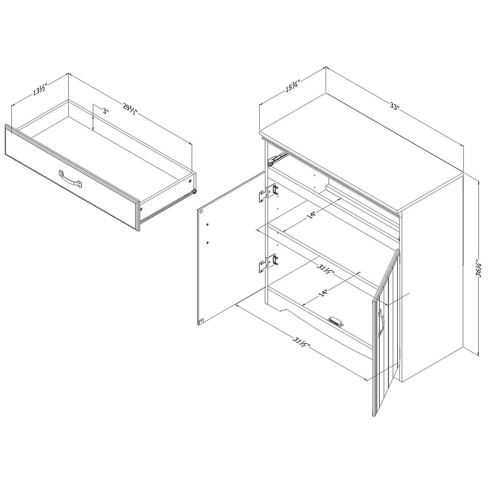 Armoire de rangement avec 1 tiroir et 2 portes de la collection Farnel South Shore