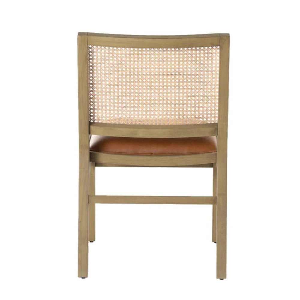 Antonella Cane Chair SET OF 2 with PU upholstery seat and rattan cane back