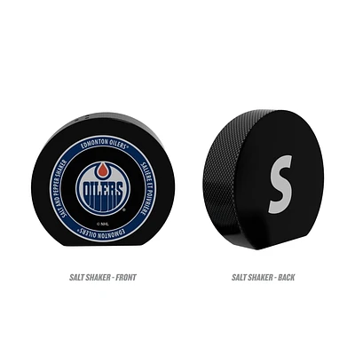OFFICIALLY LICENSED NHL PUCK SALT & PEPPER SHAKER EDMONTON OILERS