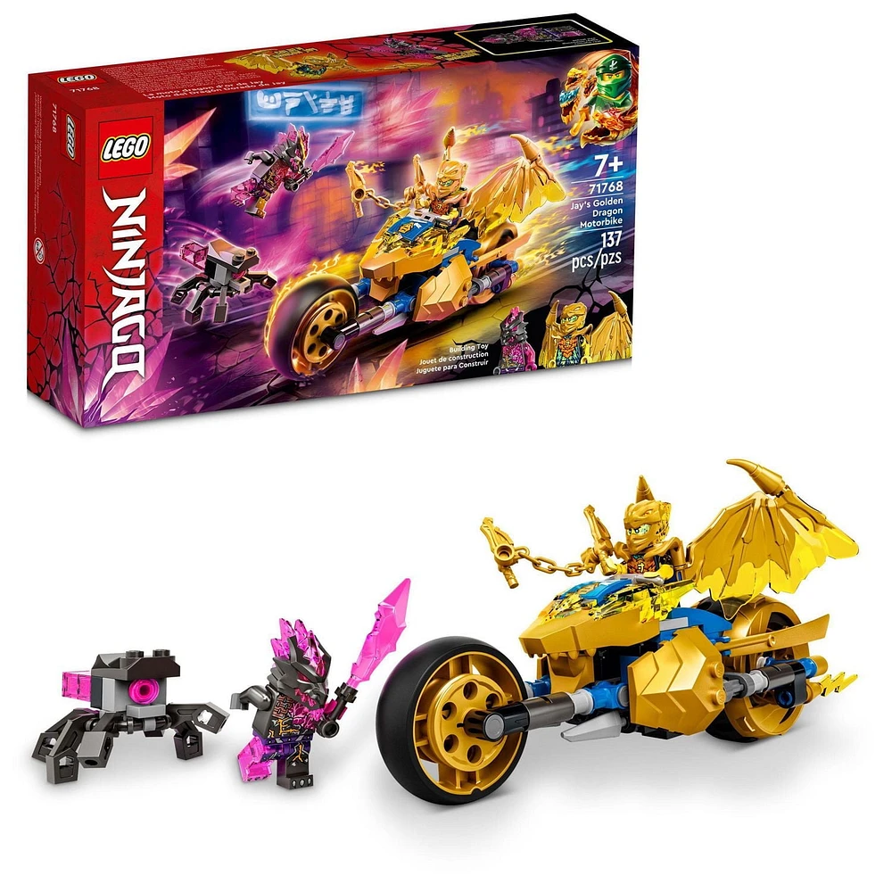LEGO Ninjago La moto dragon d’or de Jay 71768 Ensemble de construction (137 pièces)