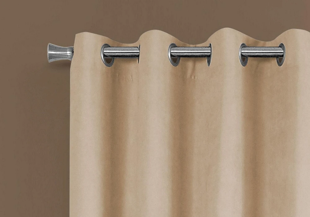 Monarch Specialties Curtain Panel, 2pcs Set, 54"w X 95"l, Room Darkening, Grommet, Living Room, Bedroom, Kitchen, Micro Suede, Polyester, Beige, Contemporary, Modern
