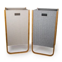 Truu Design Modern and Sleek Woven Paper and Bamboo Grey Laundry Hamper