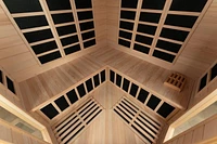 Sauna infrarouge lointain Blisspod pour 4 à 5 personnes, pruche de qualité supérieure, faible EMF, 12 radiateurs, coin, spacieux.