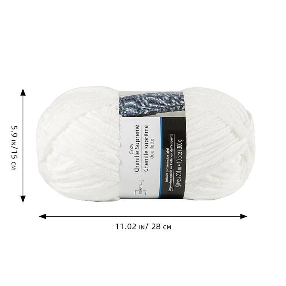 MAINSTAYS cozy white chenille yarn, Polyester 100% yarn