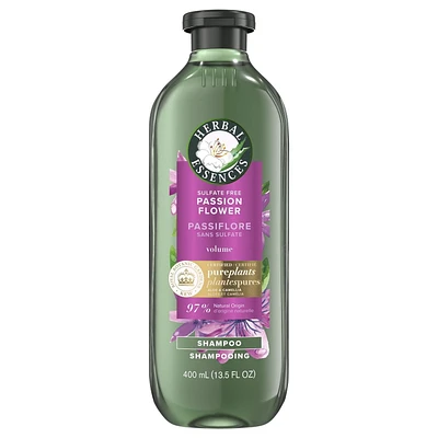 Shampooing volumisant sans sulfate à la passiflore Herbal Essences, avec huile de camélia et aloès certifiés, pour tous les types de cheveux, particulièrement les cheveux fins 400ML