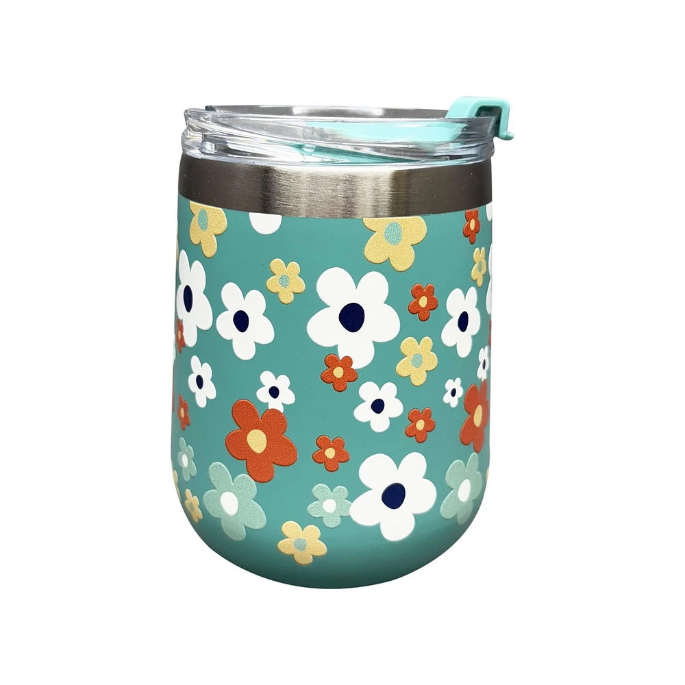 Hometrends 11OZ SS WATER BOTTLE FLOWER, 11OZ SS WATER BOTTLE FLOWER