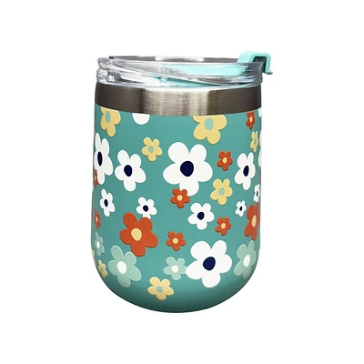 Hometrends 11OZ SS WATER BOTTLE FLOWER, 11OZ SS WATER BOTTLE FLOWER