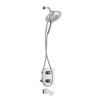 Valve thermostatique carrée 3 fonctions, Douchette magnétique, bec de bain ou simultanément, fini chrome