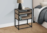 Monarch Specialties  Table D'appoint, Coté, Bout, Table De Nuit, Lampe, Salon, Chambre À Coucher, Stratifié Brun, Métal Noir, Contemporain, Moderne