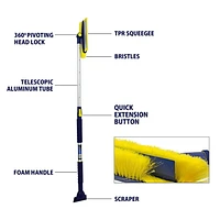 MICHELIN 63" Heavy Duty Snow Brush with Ice Scraper, Extra Long for Efficient Snow Removal, Telescopic Snow Brush