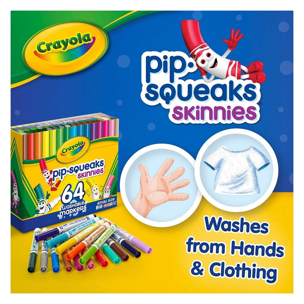Marqueurs Pip-Squeaks Skinnies lavables, 64 ct 64 marqueurs  Skinnies