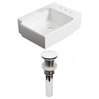 American Imaginations 16.25-in. W Wall Mount White Bathroom Vessel Sink Set For 3H4-in. Right Faucet AI-31181