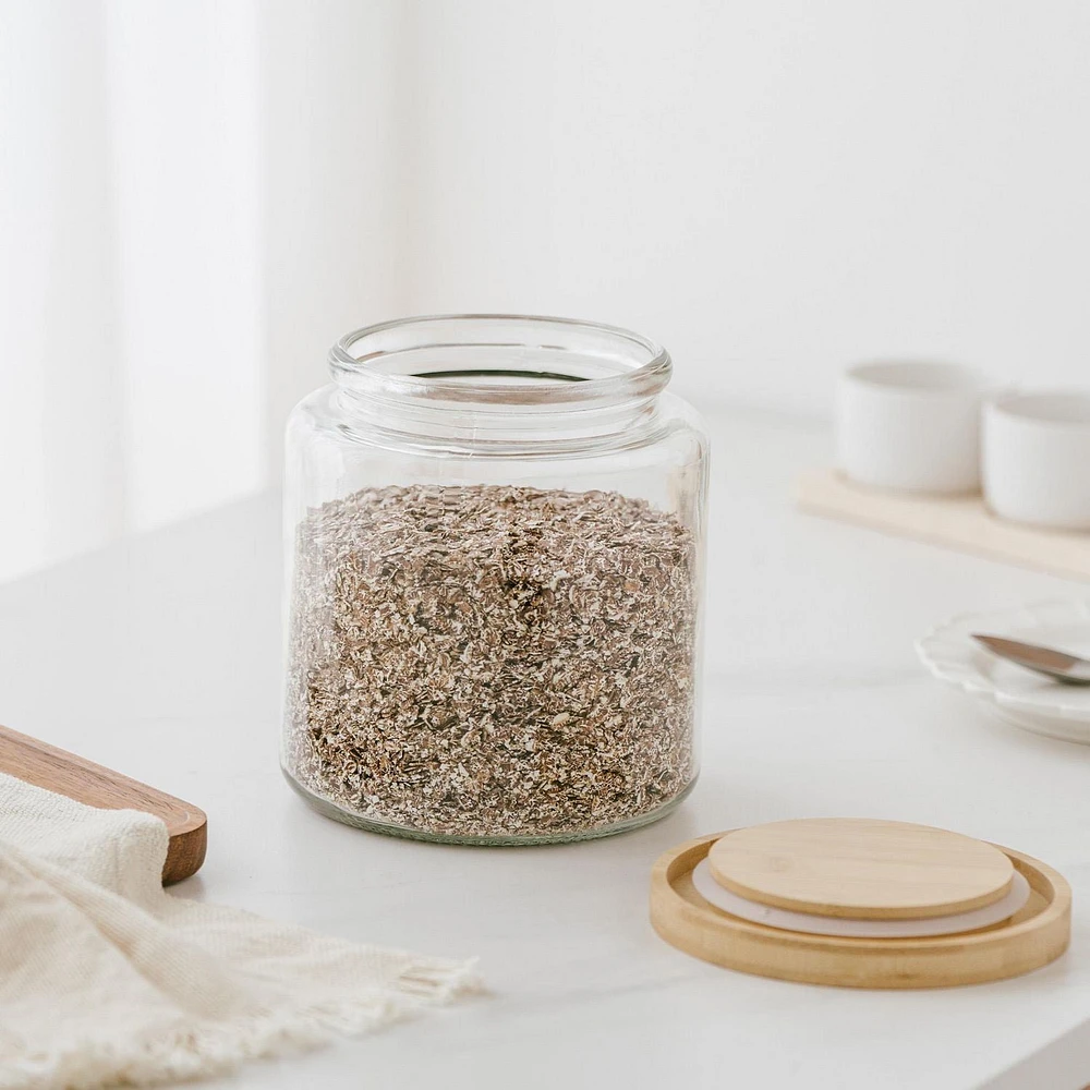 Mainstays Kitchen Storage Glass Jar 3L Glass jar with bamboo lid, Food grade sealing ring 12.7cups/3L
