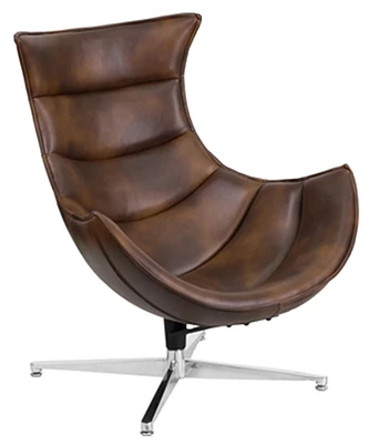 Fauteuil lounge rétro canadien brun brut