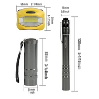 WorkPro Combo lampe de poche en aluminium et frontale et lampe-stylo 6 pièces, COB