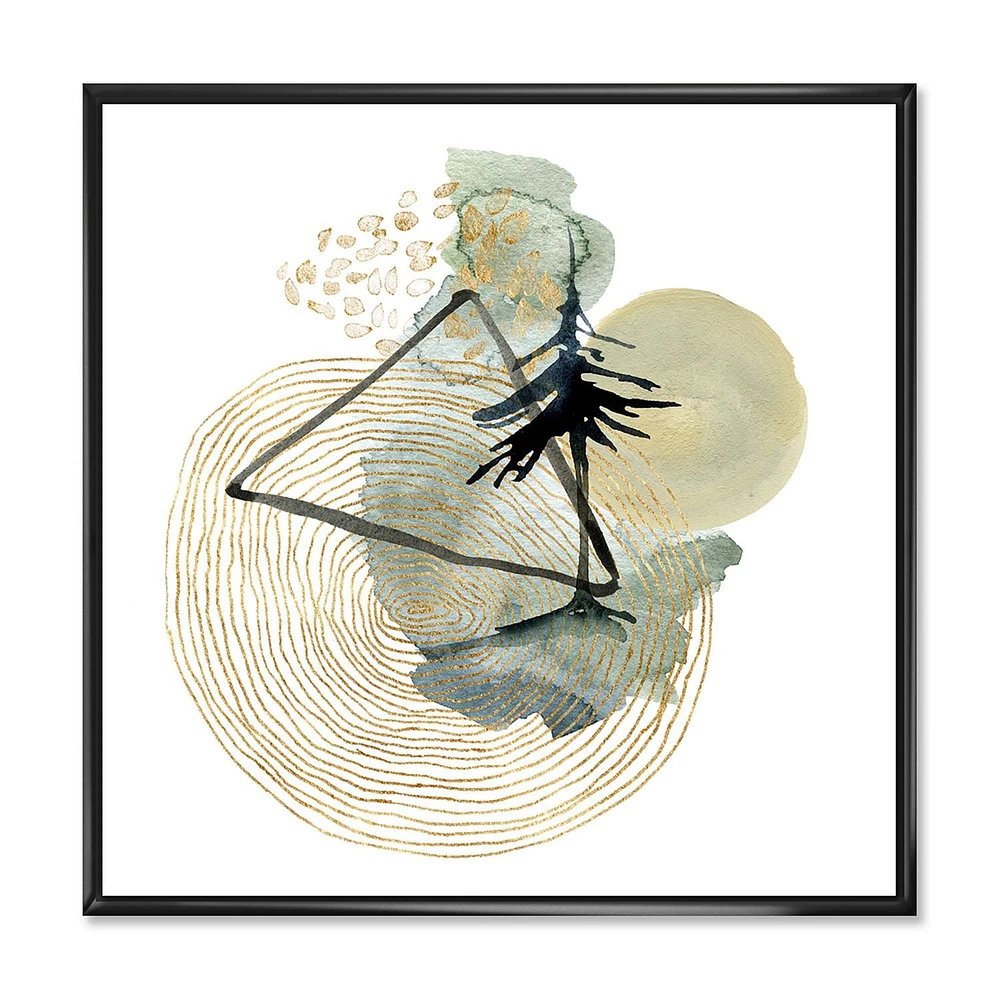 Designart Abstract Landscape Of Mountains Moon and Tree FLOAT FRAME WALL ART