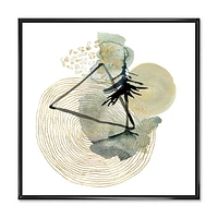 Designart Abstract Landscape Of Mountains Moon and Tree FLOAT FRAME WALL ART