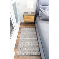 Fabstyles Herringbone Cotton Flat Weave Area Rug for Living Room, Hallway, Patio