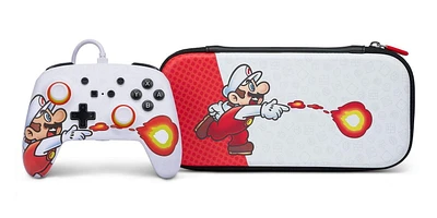 PowerA Enhanced Wired Controller and Slim Case for Nintendo Switch — Mario Fireball, Nintendo Switch