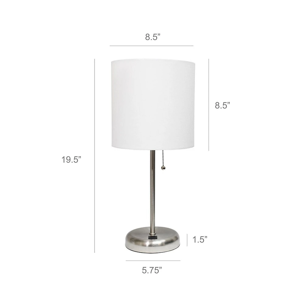 Lampe bâton LimeLights avec port de chargement USB et abat-jour en tissu, blanc